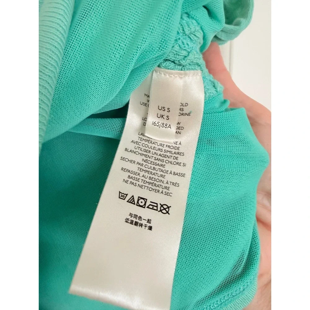 Free People‎ Crop Top Womens Small Mint Green Tie Shoulder Ruched Ribbed Boho